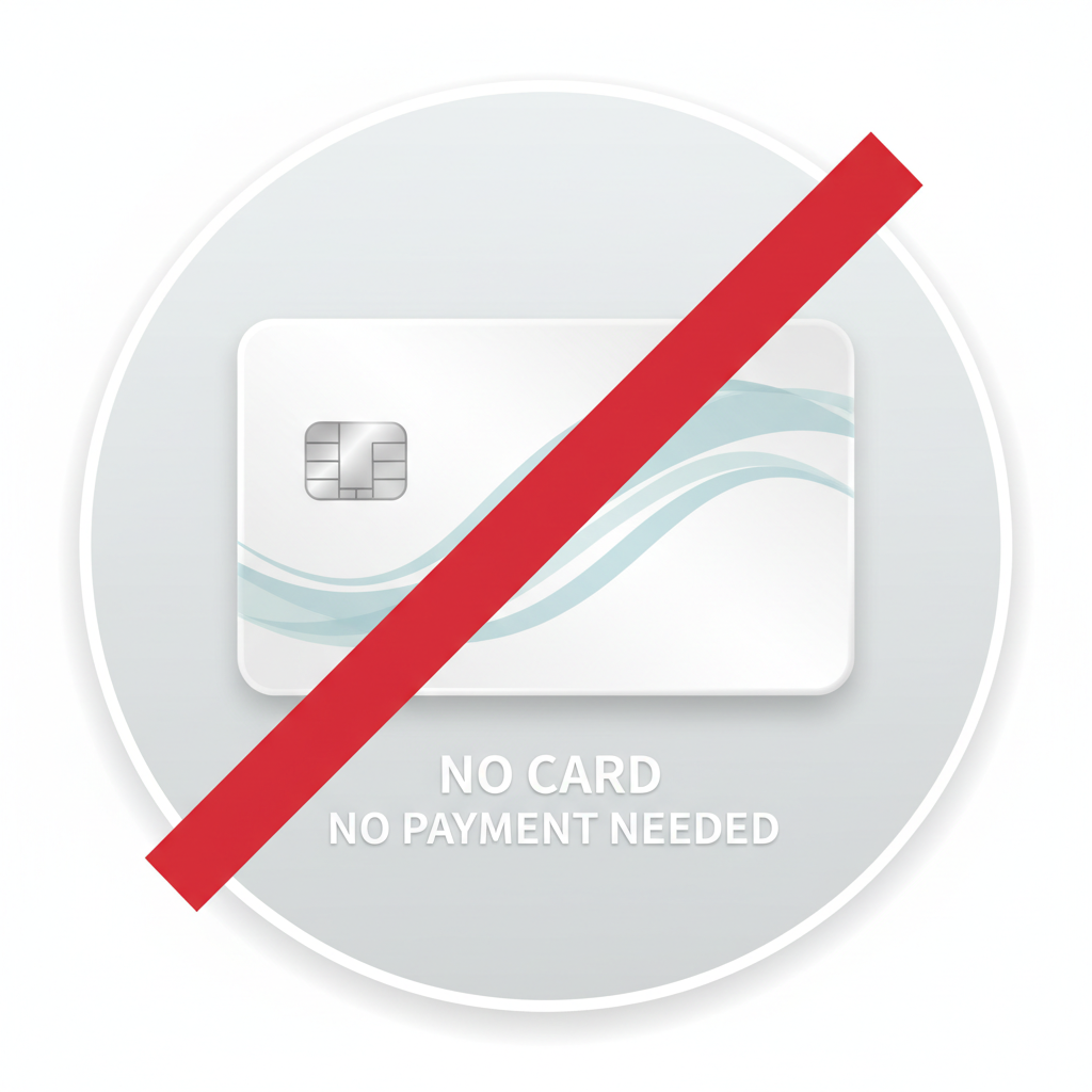 no card required card photo with a red slash on it indicating no need to pay by card